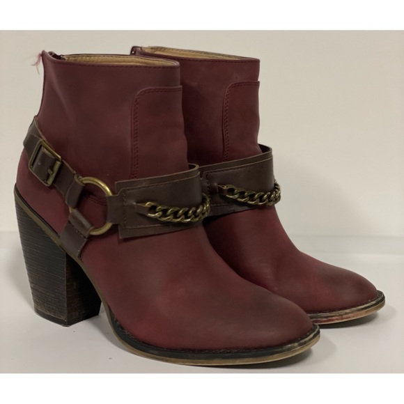 Candie's Heeled Ankle Boots Wine Size 9.5 - Picture 3 of 11